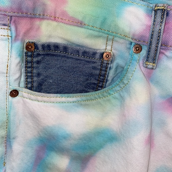 Custom Bleach & Tie Dye with Raw Hem Levi's 505 Size 34/32 - Picture 7 of 10